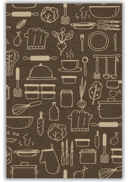 Mutfak Eşyaları Desenli Kahverengi Kolay Temizlenir Dijital Baskılı Dokuma Tabanlı Kaymaz Mutfak Halısı fiyatları