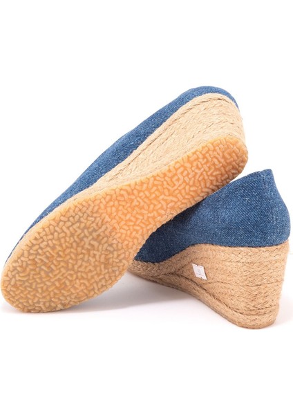 Gerçek Elişi Kot Espadril Dolgu Topuk Handmade
