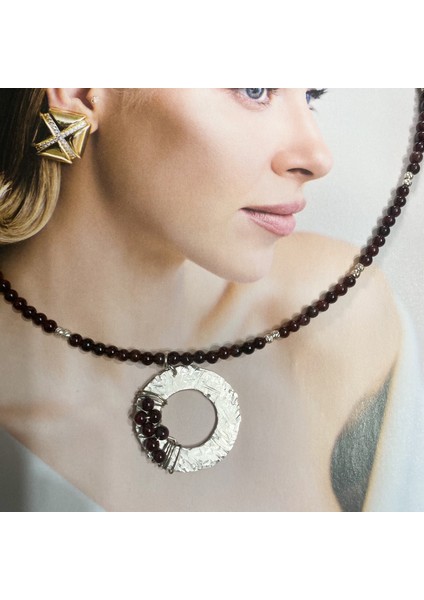 Izjewel 925 Ayar Gümüş Ceyt Taşlı Kolye