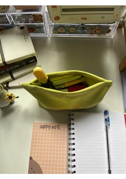 Parlak Yeşil Keten Yıkanabilir Fermuarlı Tek Gözlü Bez Kalemlik Kalem Kutusu Cüzdan Makyaj Çantası fiyatları