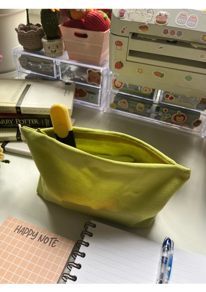 Parlak Yeşil Keten Yıkanabilir Fermuarlı Tek Gözlü Bez Kalemlik Kalem Kutusu Cüzdan Makyaj Çantası modelleri