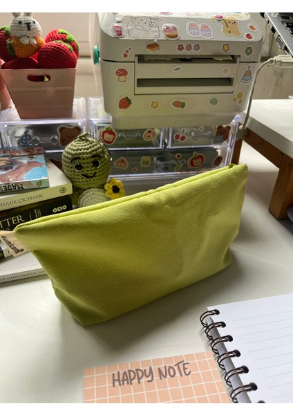 Parlak Yeşil Keten Yıkanabilir Fermuarlı Tek Gözlü Bez Kalemlik Kalem Kutusu Cüzdan Makyaj Çantası fırsatları