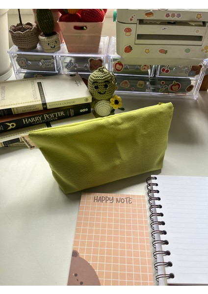 Parlak Yeşil Keten Yıkanabilir Fermuarlı Tek Gözlü Bez Kalemlik Kalem Kutusu Cüzdan Makyaj Çantası indirimleri