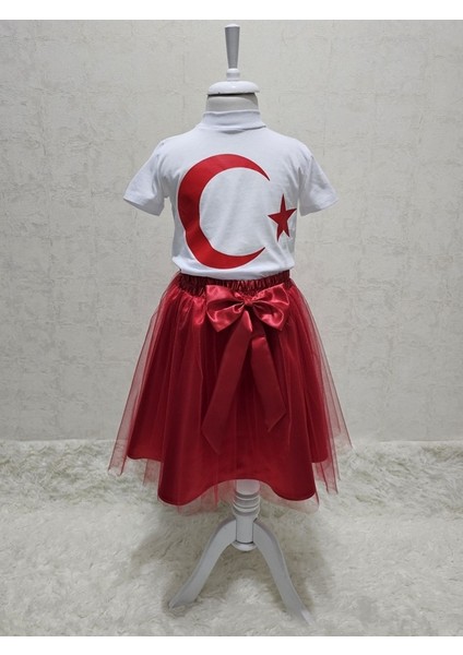 Ay Yıldızlı Tişört Kırmızı Tütü Etek Takım