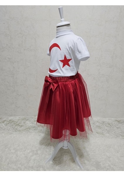 Ay Yıldızlı Tişört Kırmızı Tütü Etek Takım