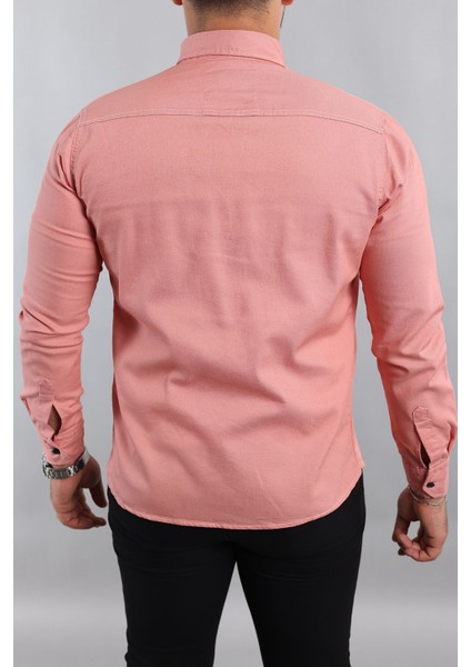 Erkek Mint Slim Fit Dar Kalıp Pamuklu Kot Gömlek