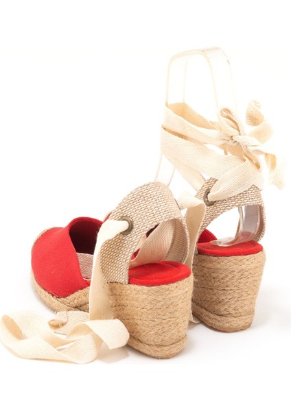 Elişi Ipli Espadril Dolgu Topuk Keten Espadril Handmade