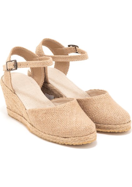 Elişi Topuğu Açık Bilekten Bantlı Dolgu Topuk Keten Hasır Espadril Handmade fiyatları