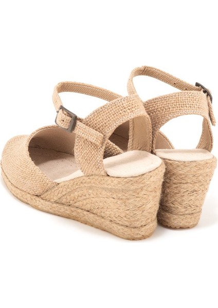 Elişi Topuğu Açık Bilekten Bantlı Dolgu Topuk Keten Hasır Espadril Handmade modelleri