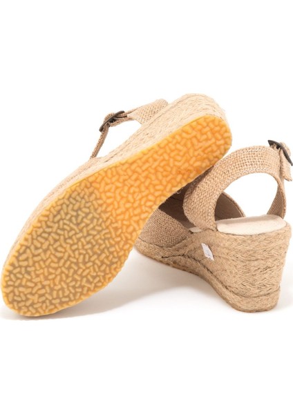 Elişi Topuğu Açık Bilekten Bantlı Dolgu Topuk Keten Hasır Espadril Handmade fırsatları