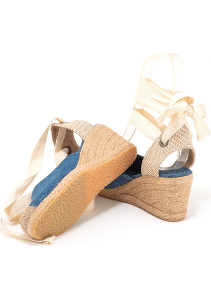 Elişi Ipli Espadril Dolgu Topuk Keten Espadril Handmade