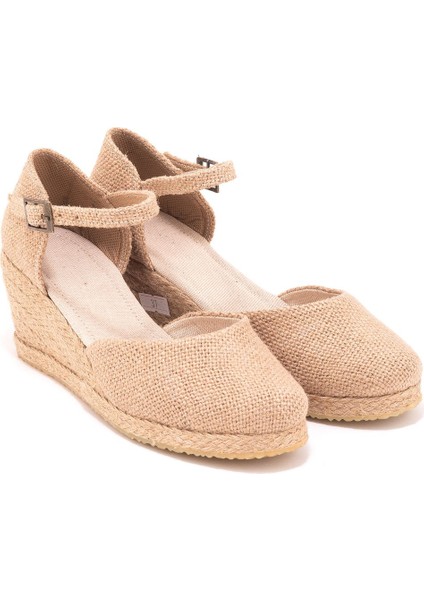 Elişi Topuğu Kapalı Bilekten Bantlı Keten Espadril Dolgu Topuk Handmade fiyatları