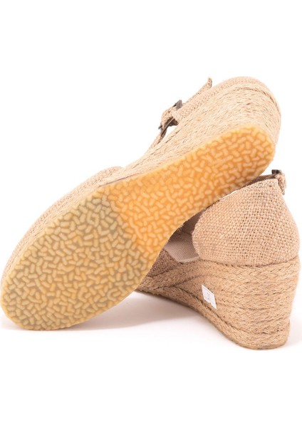Elişi Topuğu Kapalı Bilekten Bantlı Keten Espadril Dolgu Topuk Handmade fırsatları