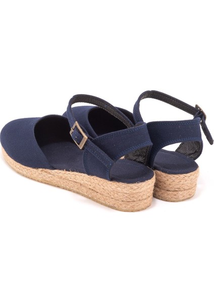 Elişi Topuğu Açık Bilekten Bantlı 3cm Dolgu Topuk Keten Hasır Espadril Handmade modelleri