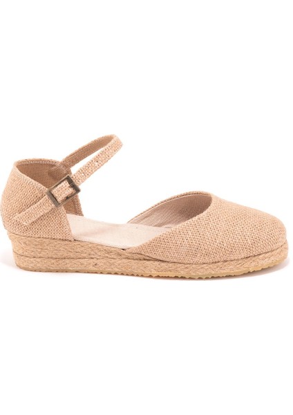 Elişi 3cm Arkası Az Açık Hasır Jüt Bantlı Günlük Kadın Espadril Handmade