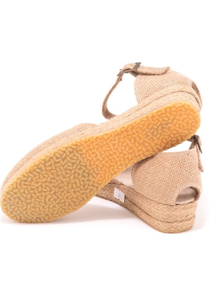 Elişi 3cm Arkası Az Açık Hasır Jüt Bantlı Günlük Kadın Espadril Handmade