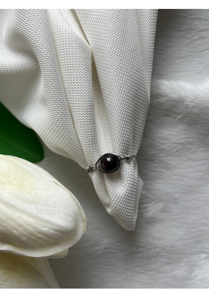 Lal Garnet Taşı Ayarlanabilir Çelik Tel Yüzük