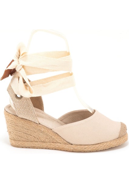 Elişi Ipli Espadril Dolgu Topuk Keten Espadril Handmade