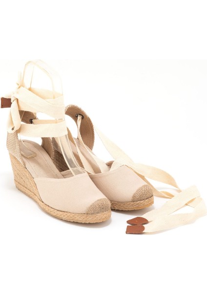Elişi Ipli Espadril Dolgu Topuk Keten Espadril Handmade