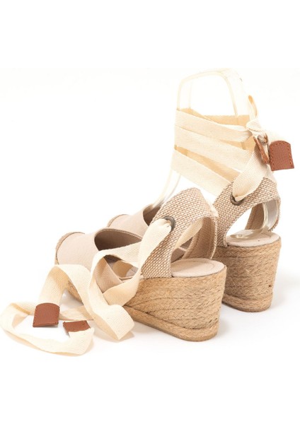 Elişi Ipli Espadril Dolgu Topuk Keten Espadril Handmade