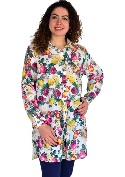 Kadın Çiçekli Desen Viscon Gömlek BGL-ST04238