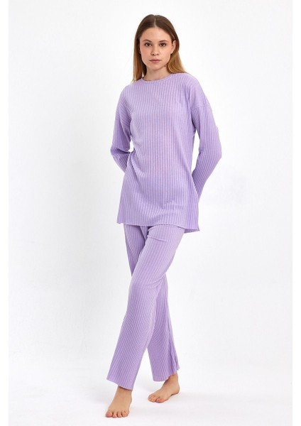 Kadın Lila Kadın Fitilli Raporlu & Eşofman, Gündelik Ev Giyim Pijama Takımı fırsatları