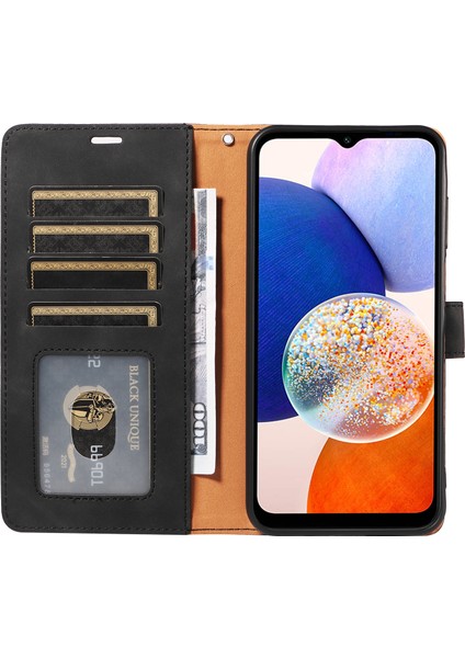 Samsung Galaxy A54 5g Kılıf Için Kalınlaştırılmış Askı Rfıd Engelleme Cüzdan Standı Deri Flip Telefon Kapağı-Siyah (Yurt Dışından)
