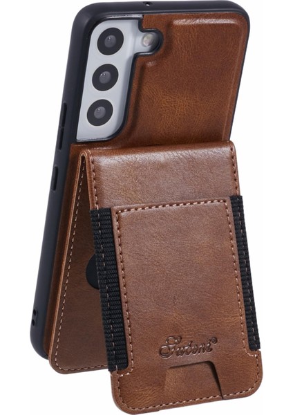 Sutenı H17 Samsung Galaxy S22 5g Kılıf Magsafe Kart Tutucu Kickstand Telefon Kapağı-Kahverengi ile Uyumlu (Yurt Dışından) modelleri