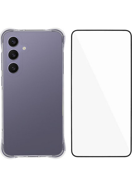 Wanlonfeng Wl Serisi Samsung Galaxy S24 Fe Kılıf 2.0mm Şeffaf Tpu Kapak ile Temperli Cam Filmi (Büyük Lens Deliği) (Yurt Dışından)