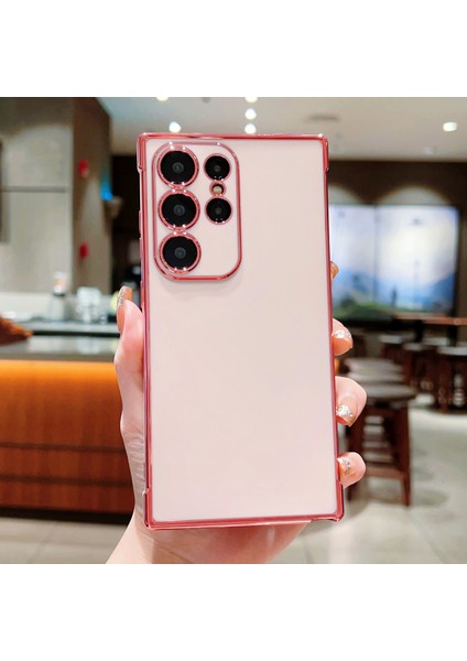 Samsung Galaxy S24 Ultra Kılıf Elektroliz Çerçeve Tpu Yumuşak Telefon Kapağı-Pembe (Yurt Dışından)