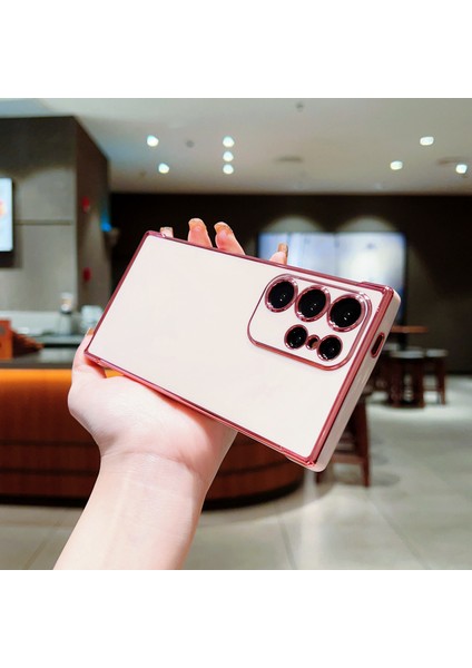 Samsung Galaxy S24 Ultra Kılıf Elektroliz Çerçeve Tpu Yumuşak Telefon Kapağı-Pembe (Yurt Dışından) indirimleri