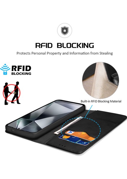 Samsung Galaxy S25 Ultra Kılıf Dux Ducıs Hivo Serisi Sığır Derisi Deri Rfıd Engelleme Cüzdan Standı Flip Telefon Kapağı-Siyah (Yurt Dışından)