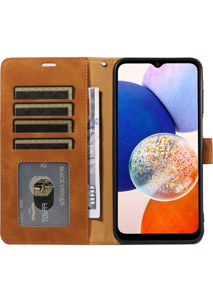 Samsung Galaxy A54 5g Kılıf Için Kalınlaştırılmış Askı Rfıd Engelleme Cüzdan Standı Deri Flip Telefon Kapağı-Kahverengi (Yurt Dışından)