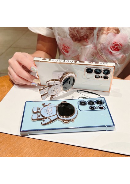 Samsung Galaxy S24 Ultra Kılıf Love Hearts Elektro Kaplama Tpu Telefon Kılıfı Astronot Kickstand-Pembe (Yurt Dışından) fiyatları