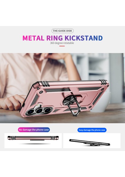 Samsung Galaxy S25 Kılıf Pc+Tpu Telefon Kapağı, Döner Halkalı Kickstand-Gül Altın (Yurt Dışından) fiyatları