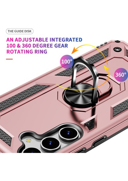 Samsung Galaxy S25 Kılıf Pc+Tpu Telefon Kapağı, Döner Halkalı Kickstand-Gül Altın (Yurt Dışından) modelleri