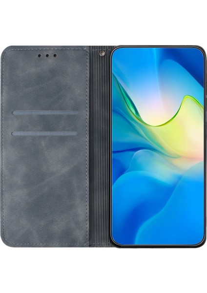 Samsung Galaxy S25 Ultra Kılıf Baskılı Çiçek Cüzdan Standlı Deri Telefon Kılıfı-Gri (Yurt Dışından)