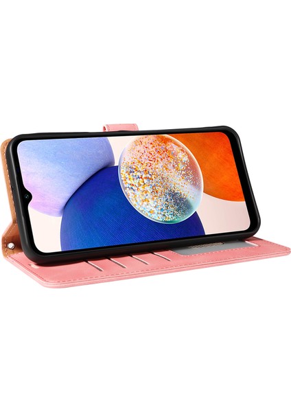 Samsung Galaxy A54 5g Kılıf Için Kalınlaştırılmış Askı Rfıd Engelleme Cüzdan Standı Deri Flip Telefon Kapağı-Pembe (Yurt Dışından)