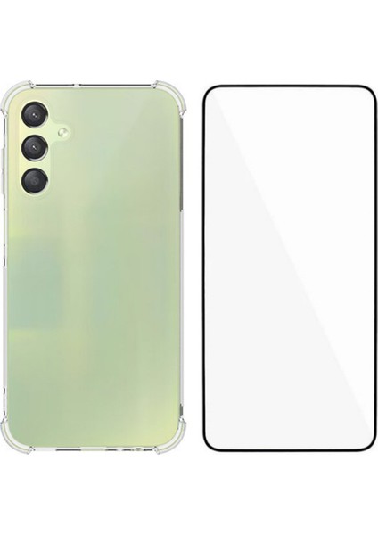 Wanlonfeng Wl Serisi Samsung Galaxy A15 4g/5g Kılıf 2.0mm Temperli Cam Filmli Şeffaf Tpu Kapak (Büyük Lens Deliği) (Yurt Dışından)