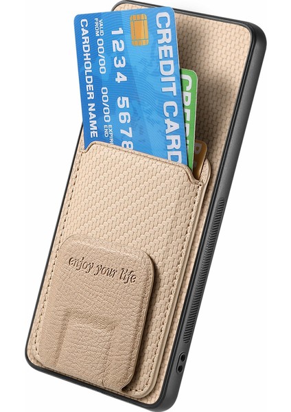 Samsung Galaxy A16 4g/5g Kılıf Kart Tutucu Karbon Fiber Doku Deri Kaplamalı Tpu Telefon Kapağı-Bej (Yurt Dışından) fiyatları