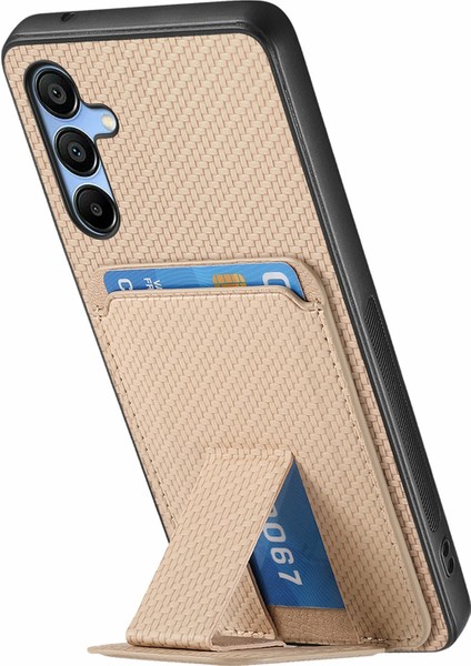 Samsung Galaxy A16 4g/5g Kılıf Kart Tutucu Karbon Fiber Doku Deri Kaplamalı Tpu Telefon Kapağı-Bej (Yurt Dışından) modelleri