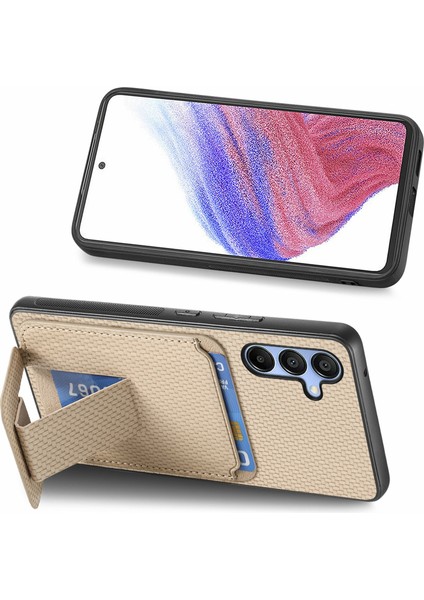 Samsung Galaxy A16 4g/5g Kılıf Kart Tutucu Karbon Fiber Doku Deri Kaplamalı Tpu Telefon Kapağı-Bej (Yurt Dışından) fırsatları