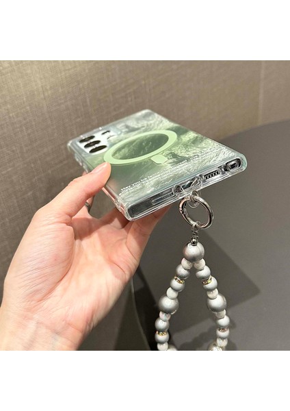 Samsung Galaxy S24 Ultra Manyetik Kılıf Degrade Renk Tonu Tpu+Pc Telefon Kılıfı Boncuklu Askı-Beyaz (Yurt Dışından) fırsatları