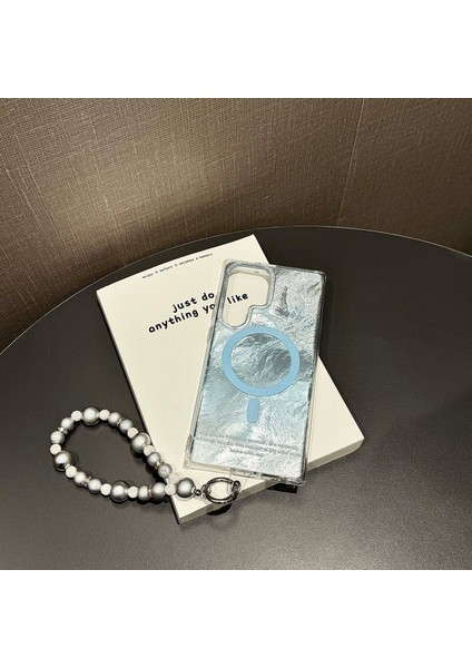 Samsung Galaxy S24 Ultra Manyetik Kılıf Degrade Renk Tonu Tpu + Boncuklu Askı-Mavi Pc Telefon Kapağı Için (Yurt Dışından) indirimleri