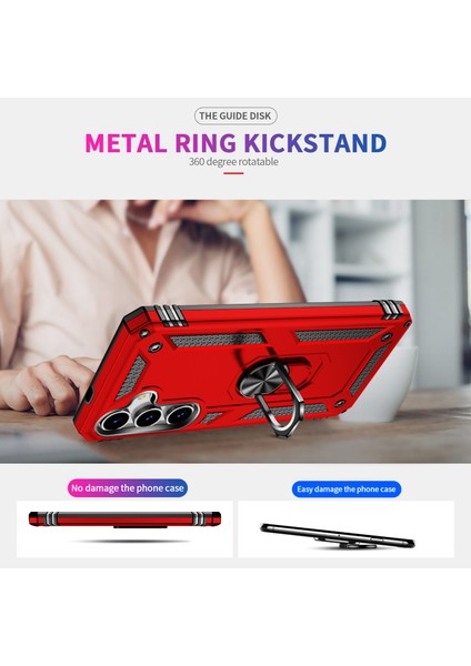 Samsung Galaxy S25 Kılıf Pc+Tpu Döner Halkalı Kickstand-Kırmızı Telefon Kılıfı (Yurt Dışından) fiyatları