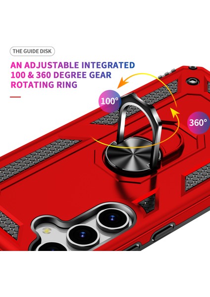 Samsung Galaxy S25 Kılıf Pc+Tpu Döner Halkalı Kickstand-Kırmızı Telefon Kılıfı (Yurt Dışından) modelleri