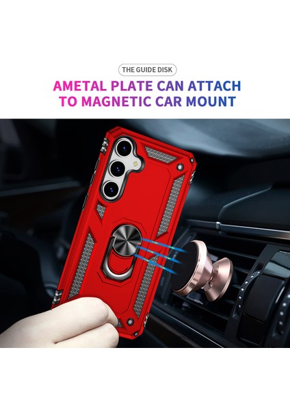 Samsung Galaxy S25 Kılıf Pc+Tpu Döner Halkalı Kickstand-Kırmızı Telefon Kılıfı (Yurt Dışından) fırsatları