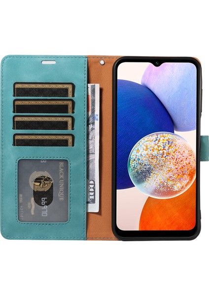 Samsung Galaxy A54 5g Kılıf Için Kalınlaştırılmış Askı Rfıd Engelleme Cüzdan Standı Deri Flip Telefon Kapağı-Yeşil (Yurt Dışından)