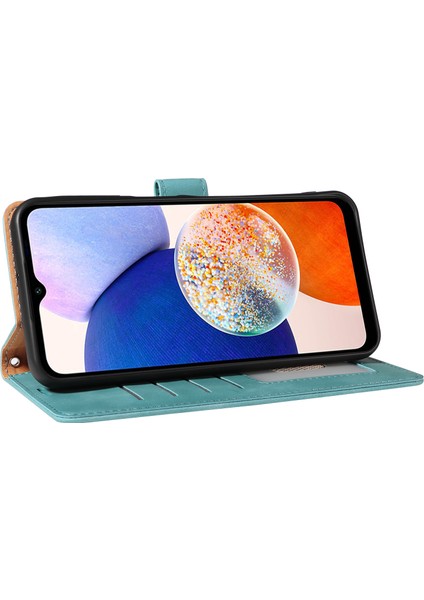 Samsung Galaxy A54 5g Kılıf Için Kalınlaştırılmış Askı Rfıd Engelleme Cüzdan Standı Deri Flip Telefon Kapağı-Yeşil (Yurt Dışından)