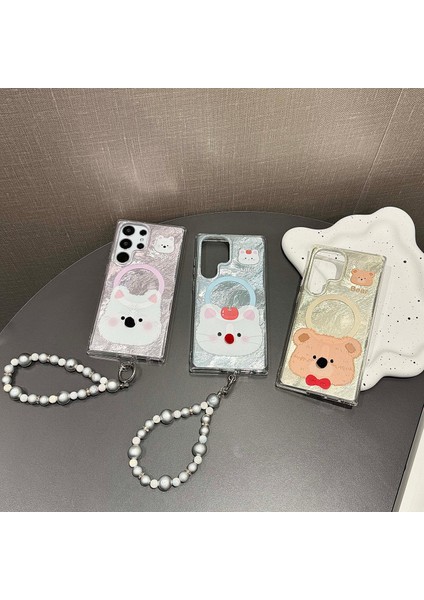 Samsung Galaxy S24 Ultra Manyetik Kılıf Için Karikatür Hayvan 3D Burun Tpu+Pc Kapak Boncuklu Askı-Mavi (Yurt Dışından) indirimleri